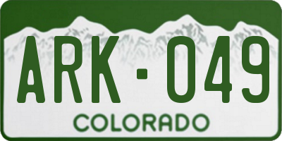 CO license plate ARK049