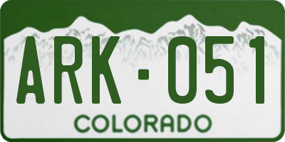 CO license plate ARK051