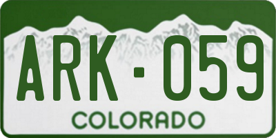 CO license plate ARK059