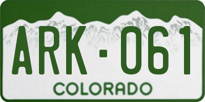 CO license plate ARK061