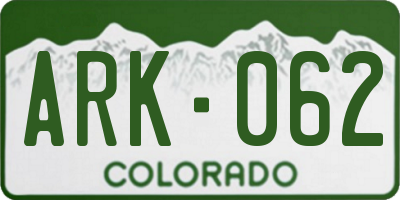 CO license plate ARK062