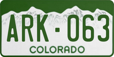 CO license plate ARK063
