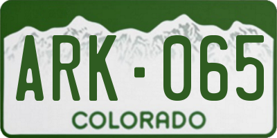 CO license plate ARK065