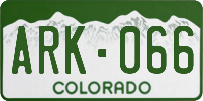 CO license plate ARK066