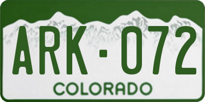 CO license plate ARK072