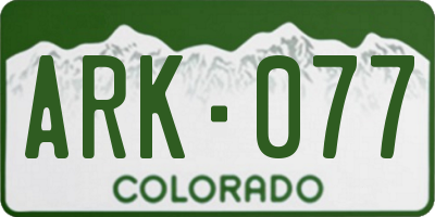 CO license plate ARK077