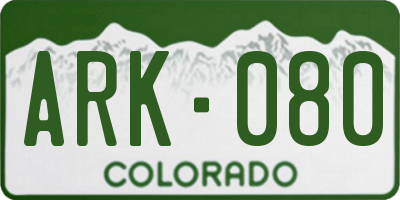 CO license plate ARK080