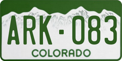 CO license plate ARK083