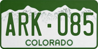 CO license plate ARK085