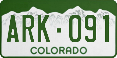 CO license plate ARK091
