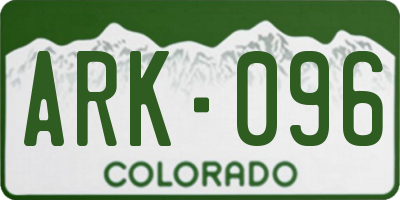 CO license plate ARK096
