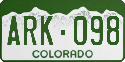 CO license plate ARK098