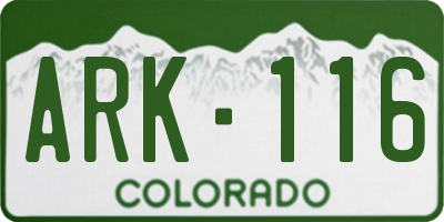 CO license plate ARK116