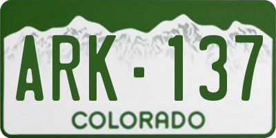 CO license plate ARK137