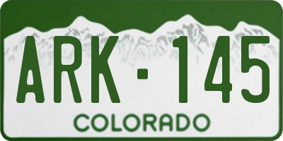 CO license plate ARK145