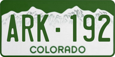CO license plate ARK192