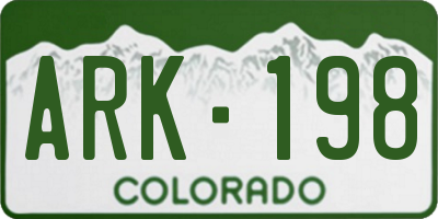 CO license plate ARK198