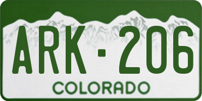 CO license plate ARK206