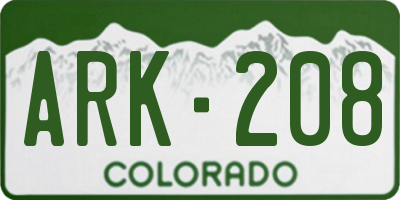 CO license plate ARK208