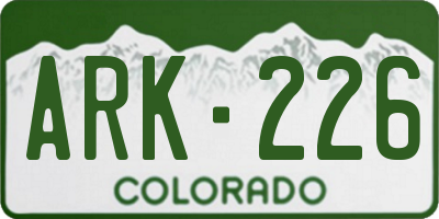 CO license plate ARK226