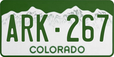 CO license plate ARK267