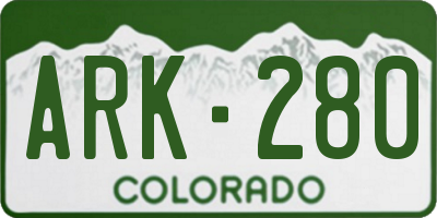 CO license plate ARK280
