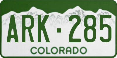 CO license plate ARK285