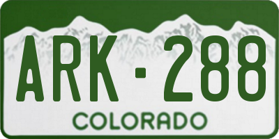 CO license plate ARK288