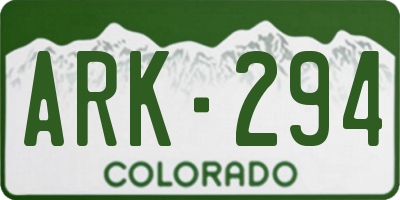 CO license plate ARK294