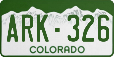 CO license plate ARK326