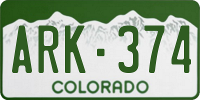 CO license plate ARK374