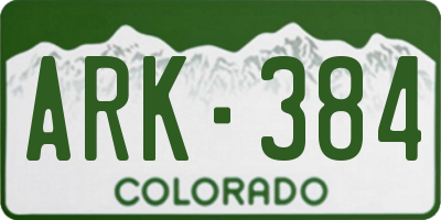 CO license plate ARK384