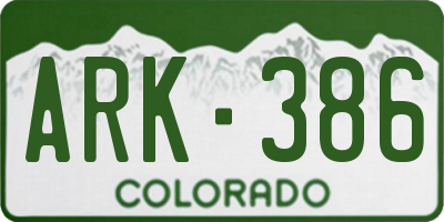 CO license plate ARK386
