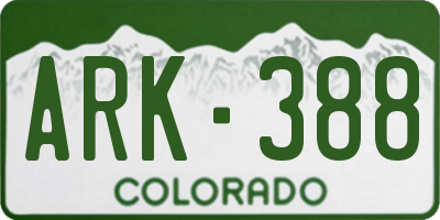 CO license plate ARK388