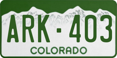 CO license plate ARK403