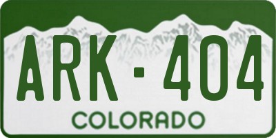 CO license plate ARK404