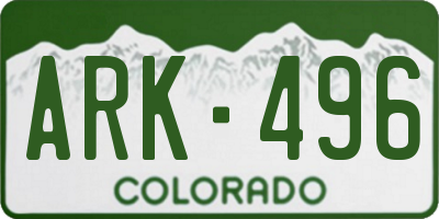 CO license plate ARK496