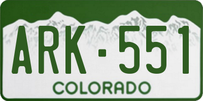 CO license plate ARK551