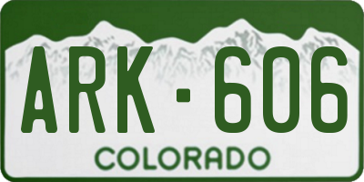 CO license plate ARK606