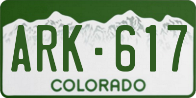 CO license plate ARK617