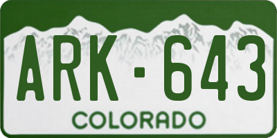 CO license plate ARK643