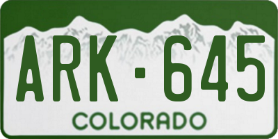 CO license plate ARK645