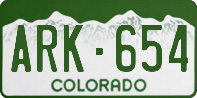 CO license plate ARK654