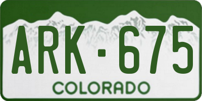 CO license plate ARK675