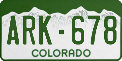 CO license plate ARK678