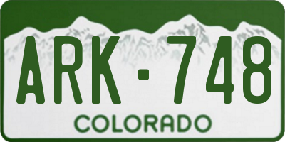 CO license plate ARK748