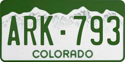 CO license plate ARK793