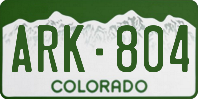 CO license plate ARK804