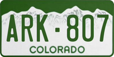 CO license plate ARK807
