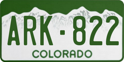 CO license plate ARK822